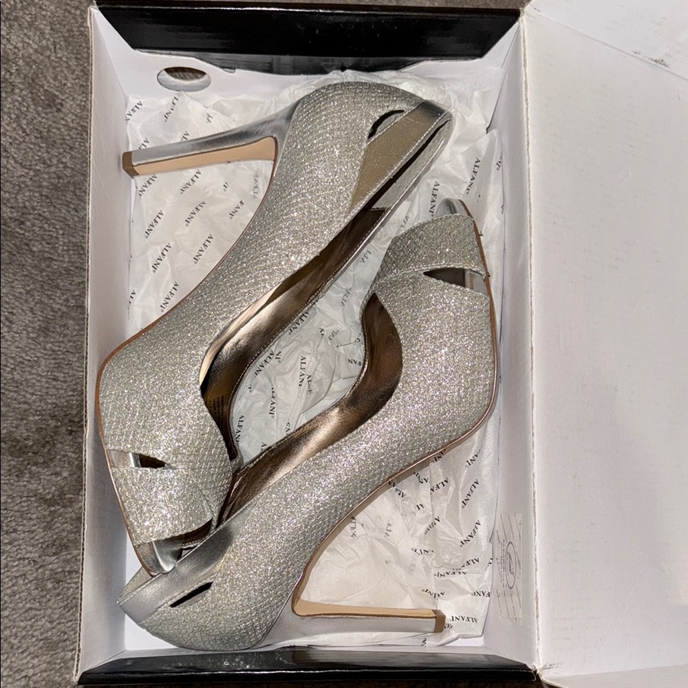 Elegant Silver Glitter High Heels
